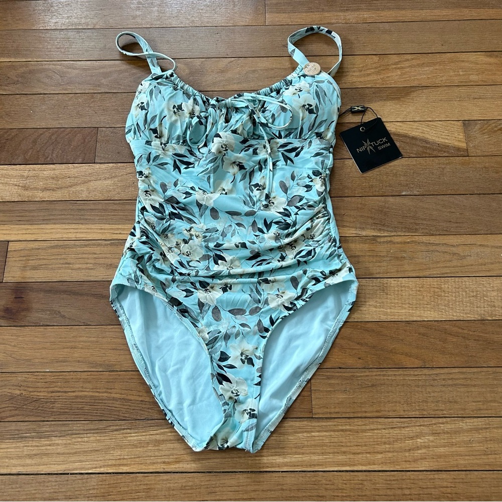 Floral Blue Women Swim One Piece